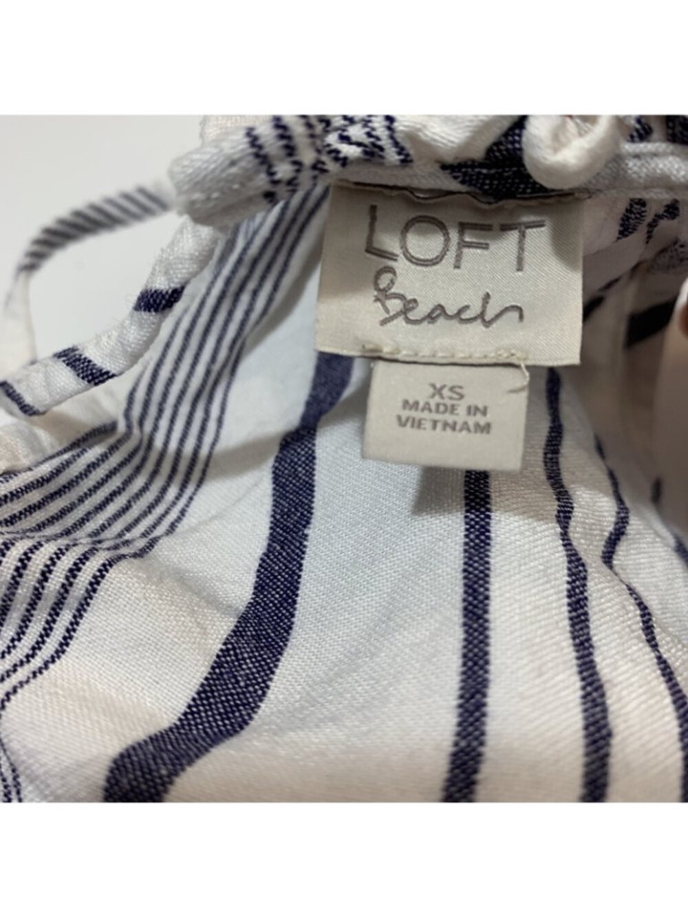 Loft Lightweight Linen Blend Blue And White Stripes Boho Vacation Beach Dress XS - Picture 9 of 11